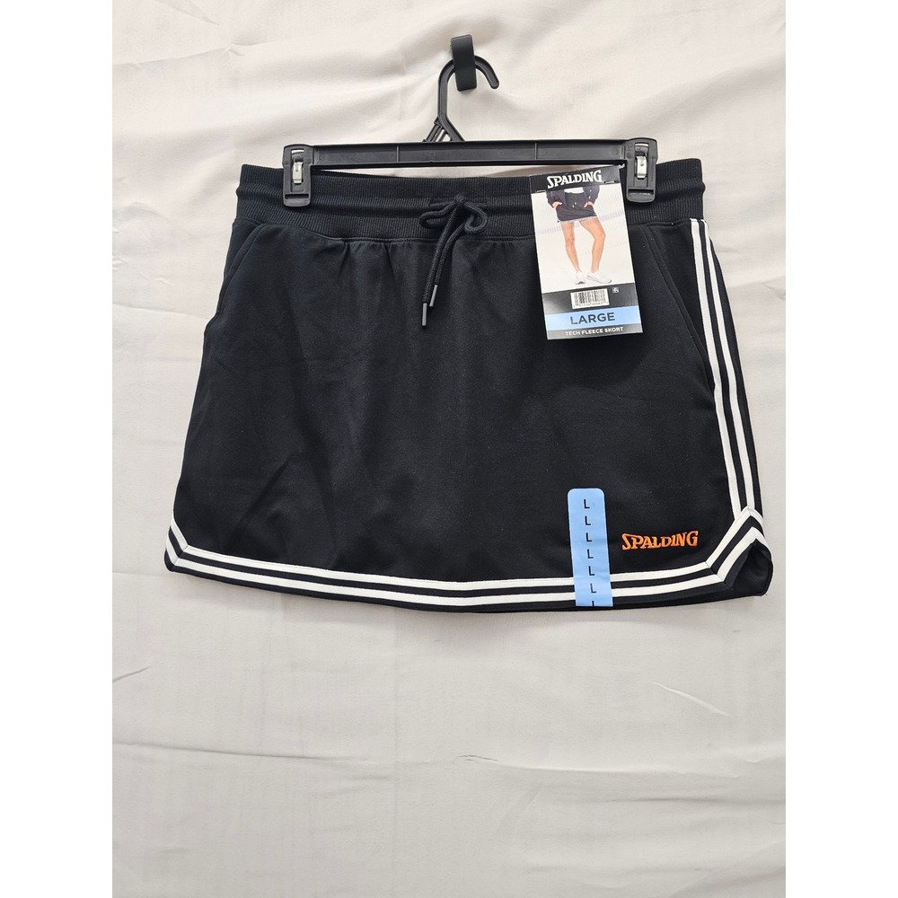 Spalding Womens Tech Fleece Skort Black Polyester Blend Athletic Size Large